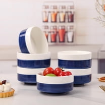 10 OZ WhiteBule Ceramic Bowls Set of 4 - Cereal Bowl,Soup Bowls for Kitchen, Ramen Bowl, Microwave Safe for Oatmeal, Fruit,Salad and Rice Bowl - Dishwasher & Microwave Safe