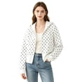 thumbnail image 3 of CONZONE Womens Polka Dot Hoodies Long Sleeve Zip Up Hooded Sweatshirts for Women Trendy Fall Winter Pullover Tops, 3 of 9