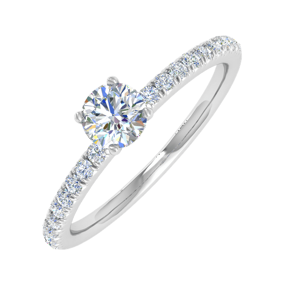 0.40 Carat Prong Set Solitaire Diamond Engagement Ring Band in 14K White Gold (Ring Size 8.75)