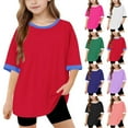 thumbnail image 1 of CFLVAEK 2025 T-Shirts pour Enfants Filles Garçons Coupe Ample Manches Courtes T-Shirt d'Été Décontracté Col Rond T-Shirts Couleur Unie Couleur T-Shirts Basiques 2025 Rouge 14 Ans, 1 of 9