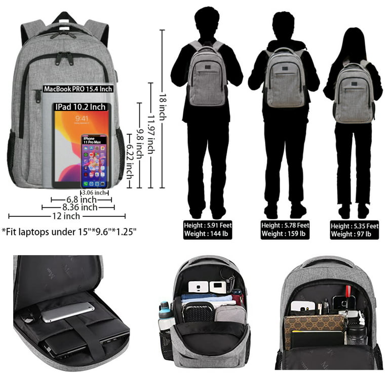 Travel Laptop Backpack, Business Anti Theft Slim Durable Laptops Backpack with USB Charging Port, Water Resistant College SCH