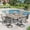 Graywood Table- Gray Chairs, variant on VOXBIN 5 Pieces Patio Dining Set - 40.7" Round Metal Table and 4 Swivel Chairs, Sandshell Table and Sandshell Chairs