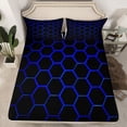 thumbnail image 2 of Feelyou Square Abstract Teens Twin Sheet Sets, Blue Honeycomb Bedding, 3-Piece, 2 of 7