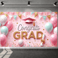 thumbnail image 5 of Gold Lettering Graduation Banner Purple Grad Cap Grad Party Backdrop Diploma Scroll Pastel Balloons Graduation Background for Graduation Ceremony College Grad Party Photo Shoot Backdrop, 5 of 9