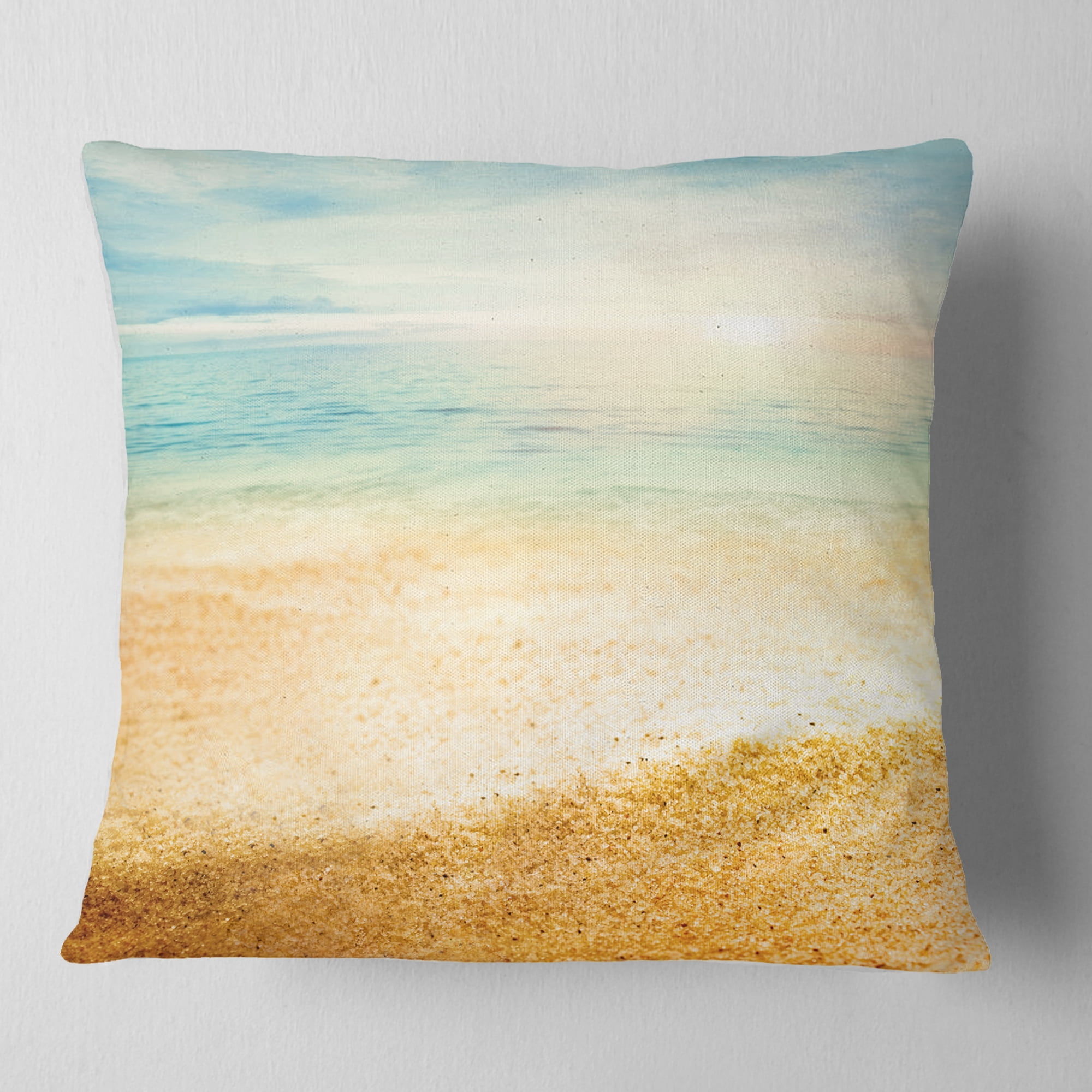 Designart 18" x 18" Beige Polyester Throw Pillow
