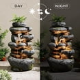 thumbnail image 5 of 5-Tier Cascading Rock Water Fountain Outdoor, 29.5''Tall Outside Fountains and Waterfalls with Lights for Garden, Patio, Yard, Deck Home Decor with Natural Stone Look, 5 of 9