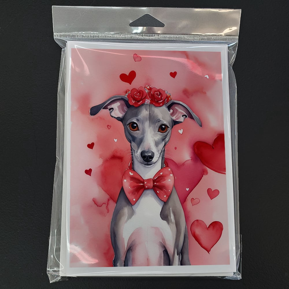 Italian Greyhound My Valentine Greeting Cards Pack of 8 7 in x 5 in