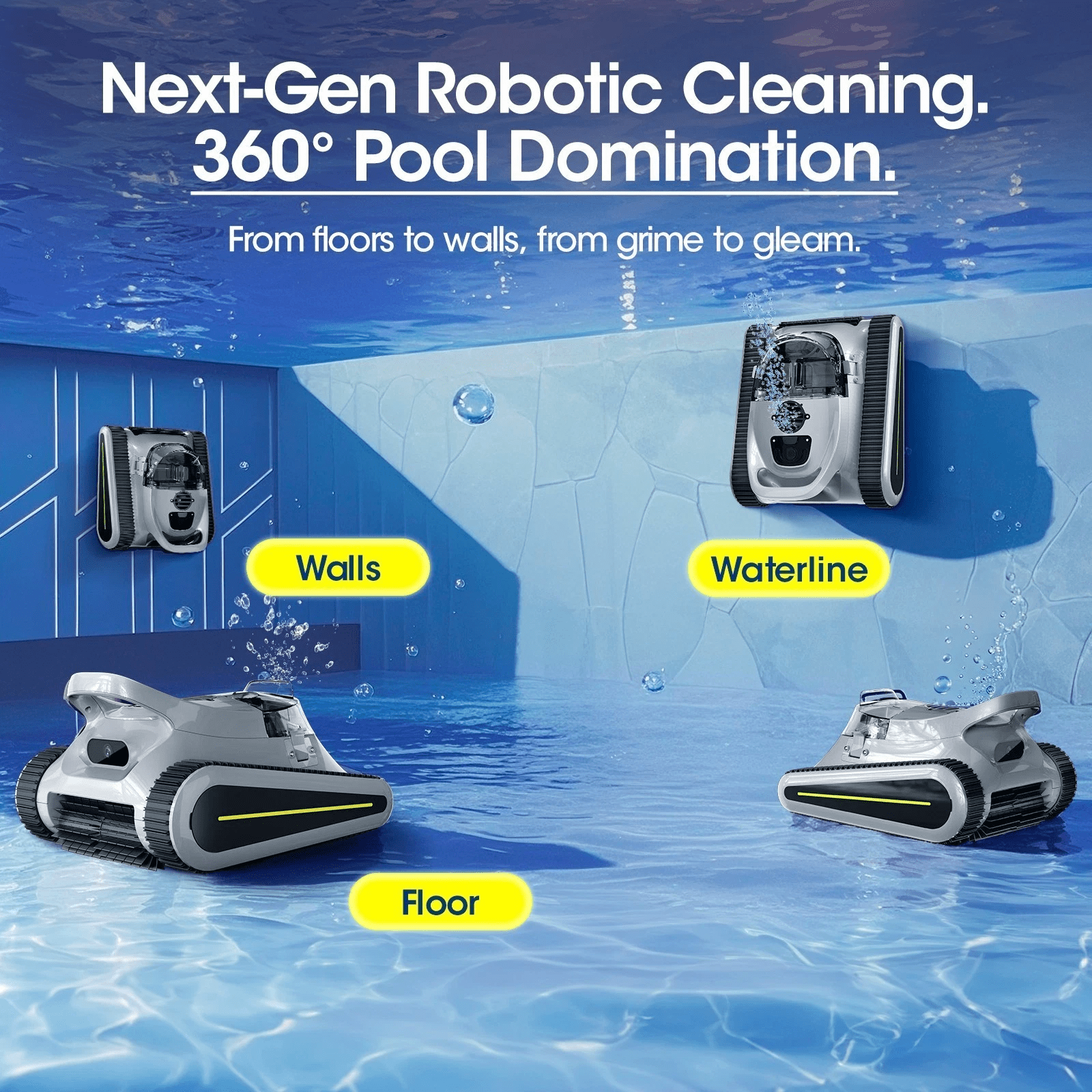 Lodoba Cordless Automatic Pool Vacuum with Long-Lasting Battery, Strong Brushless Suction & Dual-Filter Cleaning for Clear, Sparkling In-Ground or Above-Ground Pools
