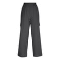 thumbnail image 6 of KHONTS Women's Linen Pants with Cargo Pockets Straight Wide Leg Summer Pants Elastic High Waist Casual Trousers GY2 S, 6 of 7