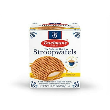 DAELMANS Stroopwafels, Dutch Waffles .. Soft Toasted, Honey, Office .. Snack, Jumbo Size, Kosher .. Dairy, Authentic Made In .. Holland, 8 Stroopwafels Per .. Box, 10.23oz