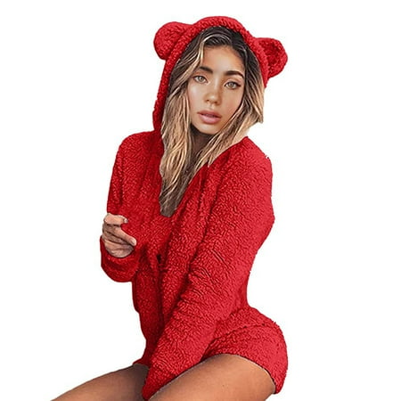 

Winter And Autumn One-Piece Cute Fuzzy Women Night-Robe For Women Casual Daily Life