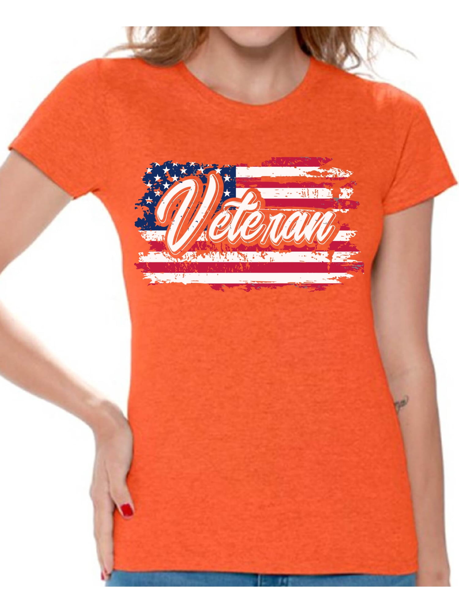 Awkward Styles Veteran Shirts Veteran Women T-Shirt Flag Women Shirt