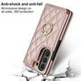 thumbnail image 4 of Decase for Samsung Galaxy Z Fold 5 Wallet Case with Credit Card Holder Slot Kickstand,with 360°Rotation Ring Holder,Rugged Shockproof Flip PU Leather Durable Phone  Protective Case,Rosegold, 4 of 7