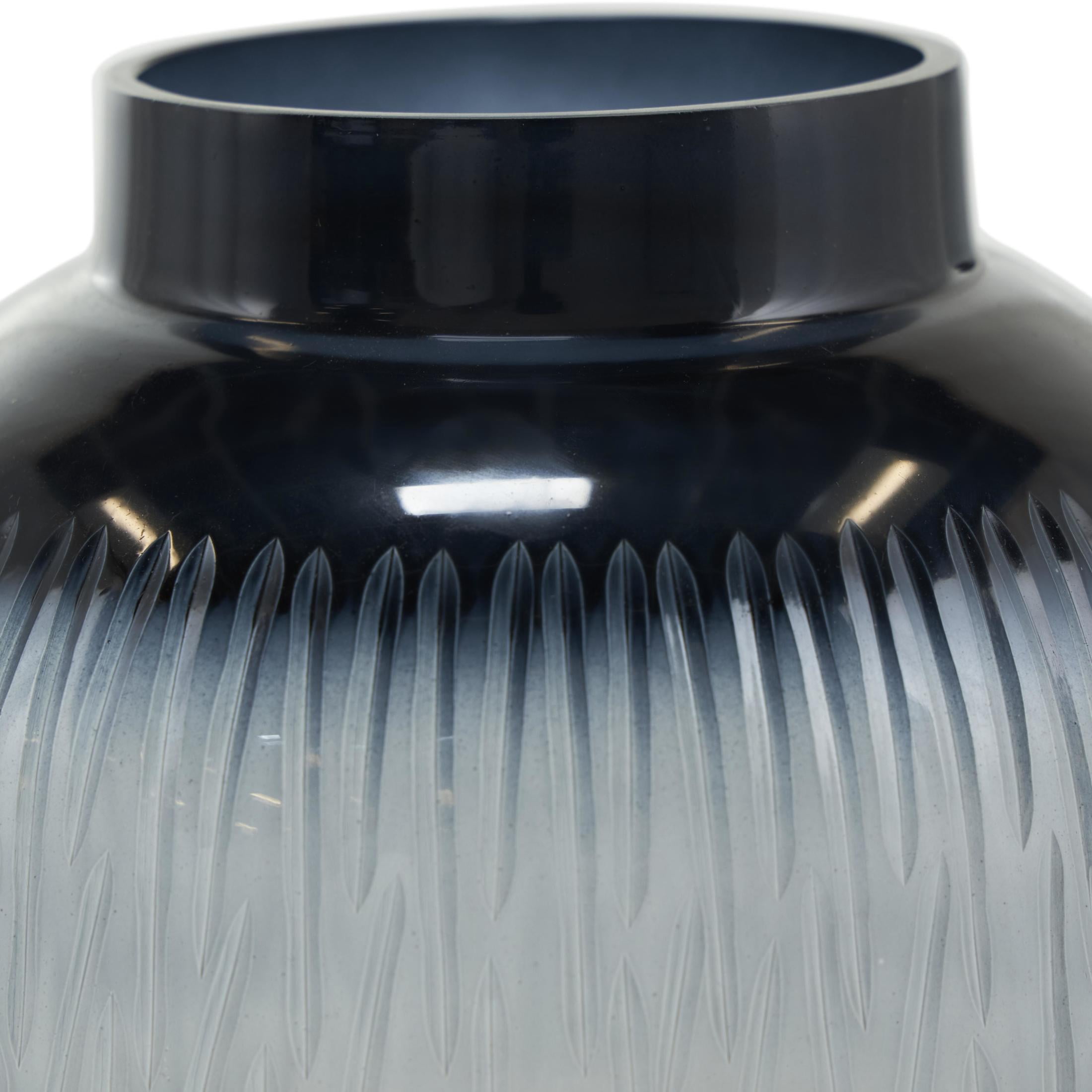 DecMode 13", 11"H Textured Ombre Black Glass Vase, Set of 2