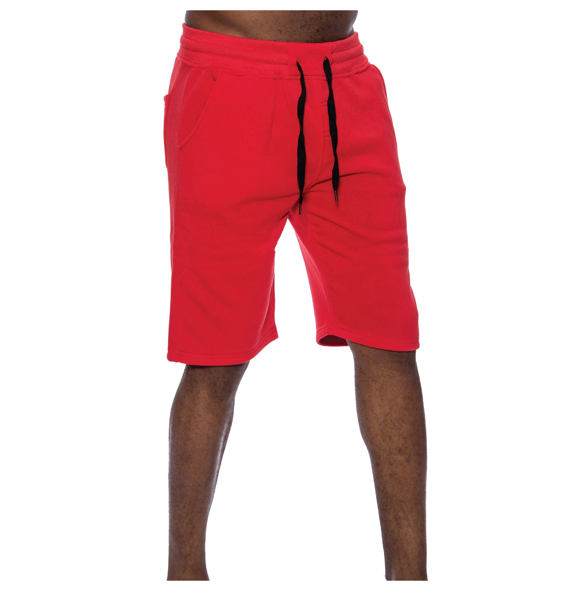 9 Crowns Men's TR William Fleece Casual Shorts (Red/Black, Medium