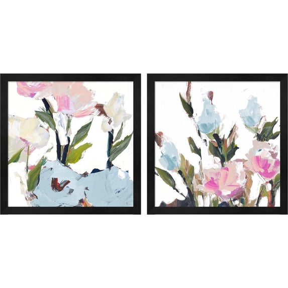 Great Art Now Blossoms by Jane Slivka, 2 Piece Framed Art Set Each 13"W x 13"H