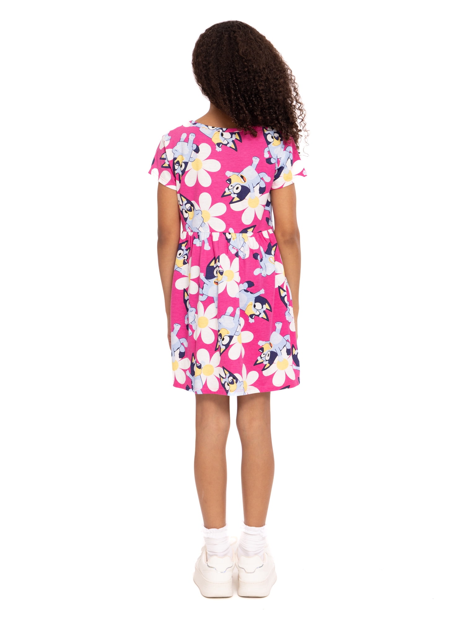 Bluey Girls Allover Print Dress with Short Sleeves, Sizes 4-12
