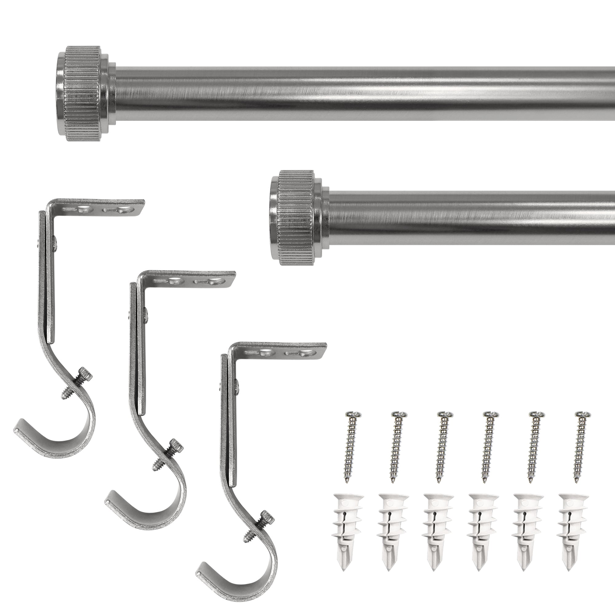 1" Lined Cap Rod Brushed Nickel 50"-144"