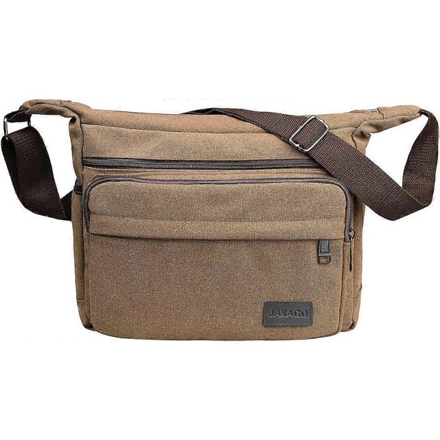 Bolso bandolera XCF impermeable de lona con múltiples bolsillos para hombre café