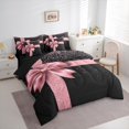 thumbnail image 3 of Homewish Glitter Romantic Bowknot Twin Bedding Sets 7-Piece, Black Pink Fashion Bedding Comforter Set, Couple Valentine's Day Reversible Sheet Sets, Luxury Bedroom Decor, 3 of 7