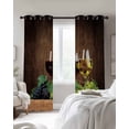 thumbnail image 3 of Wine Blackout Curtains, Light Blocking Print Window Curtains, Goblet Grapes Champagne Farmhouse Wooden Country Thermal Insulated Window Drapes for Living Room Kitchen Cafe 2 Panels, 104"W x 63"L, 3 of 9