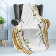 thumbnail image 4 of Bamboo Print Soft Flannel Fleece Throw Blanket, Bamboo Grove Calm Your Mind Slow down Relax Hand Drawn Style Artwork, Cozy Plush for Indoor and Outdoor Use, 50" x 70", Cream Brown White, by Ambesonne, 4 of 5
