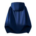 thumbnail image 4 of Mens Softshell Jackets Windproof Drawstring Hooded Long Sleeve Full Zipper Fashion Casual Jacket with Pockets Blue S, 4 of 6
