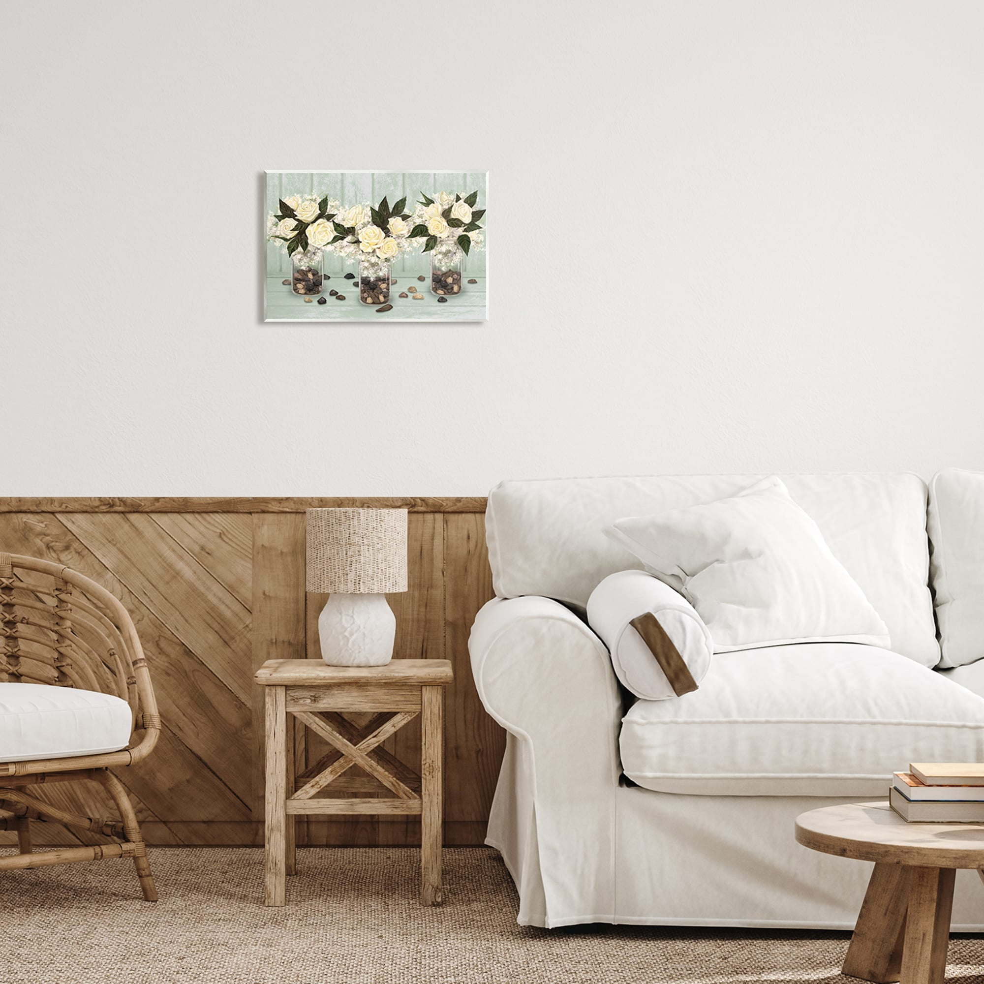 Stupell Industries Three Rose Bouquets Scattered Rocks Flower Arrangement Graphic Art Unframed Art Print Wall Art, Design by Ziwei Li