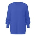 thumbnail image 5 of Women's Fashion Casual Round Neck Long Sleeve Cable Knit Sweater Top for Fall and Winter, Cozy and Classic, Perfect for Cool Weather,Dark Blue,Size S, 5 of 6