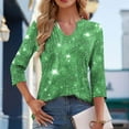 thumbnail image 4 of Yuanlook Womens 3/4 Sleeve Tunic Tops,V Neck Business Casual Blouses Loose Shirts Dressy Casual Work Outfits - Green - M, 4 of 7