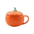 thumbnail image 2 of Cute Pumpkin Ceramic Mug, Tea Coffee Cup with Lid, Exquisite for Holiday, Daily Small, 2 of 9