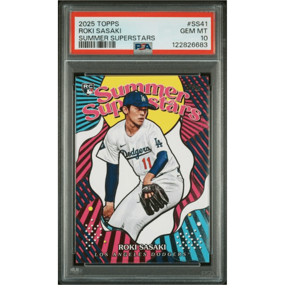 Graded 2025 Topps Roki Sasaki #SS41 Summer Superstars Rookie RC Baseball Card PSA 10 Gem Mint