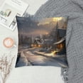 thumbnail image 2 of Orinice Snowy Village Full Moon Street Light Graphic Decorative Cushion Throw Pillow Cover for Home Couch Living Room Bed Sofa Winter Square 1PC 20x20in, 2 of 5