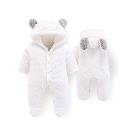 

Grianlook Infant Plain Long Sleeve Jumpsuit Buttons One Piece Overall Party Solid Color Bodysuit White 6M