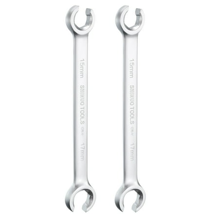 2pcs Flare Nut Metric Wrench 15mm x 17mm High Carbon Steel Nickel Plating
