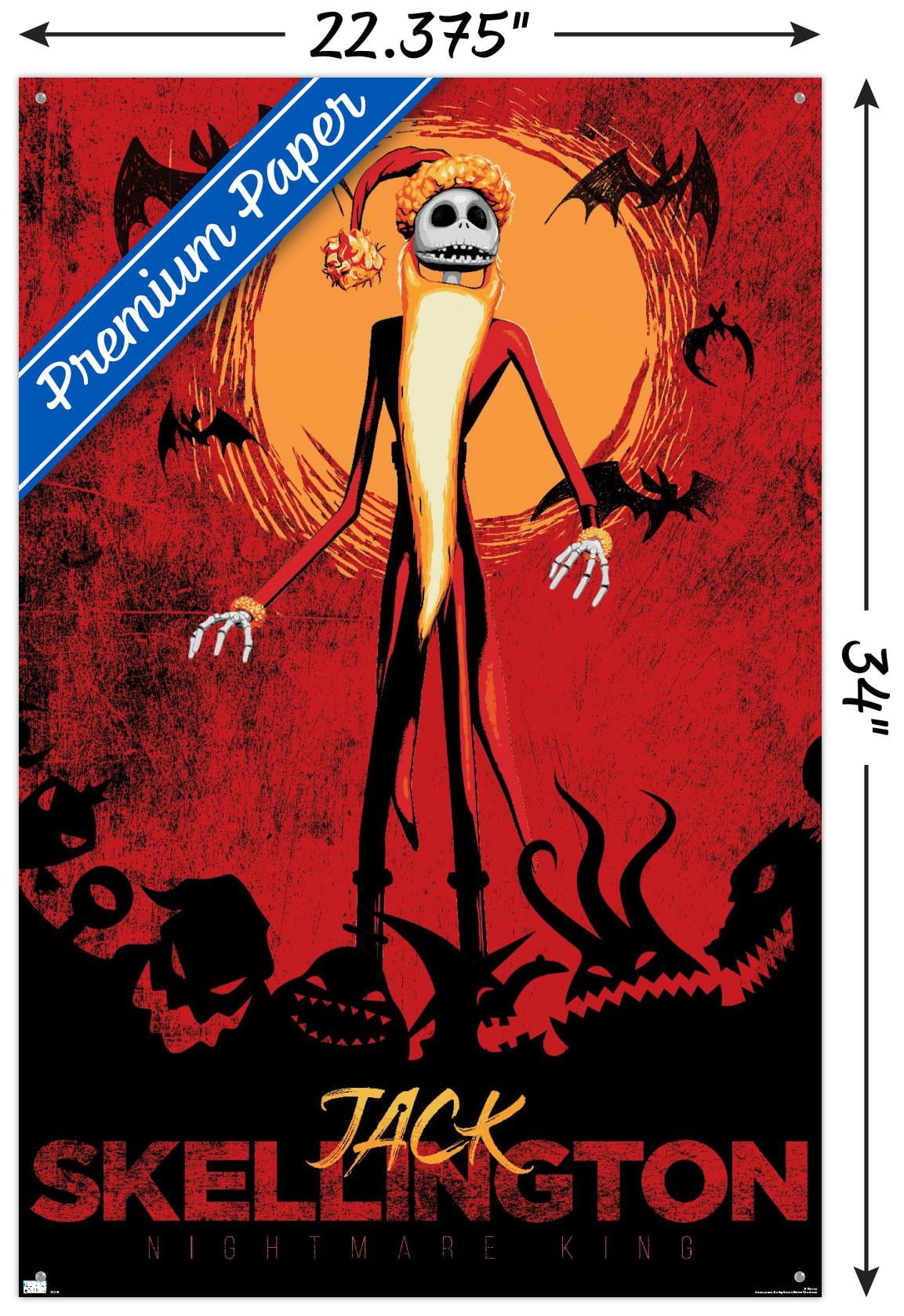 Disney Tim Burton's The Nightmare Before Christmas - Red Jack Wall Poster with Pushpins, 22.375" x 34"