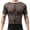 Black, variant on Oplxuo Men's Mesh Fishnet Muscle Tops Short Sleeve Sheer See Through T Shirt Fitted Crewneck Blouse Clubwear