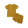 thumbnail image 2 of Xingqing Toddler Baby Boy Girl Summer Short Set Unisex Ribbed Short Sleeve T-Shirt Tops+Short Pants Outfits, 2 of 6