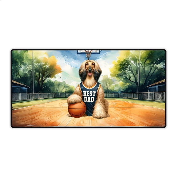 Happy Father's Day Afghan Hound Playing Basketball with Best Dad Jersey Desk Mat Full Keyboard Mouse Pad Dog Lover Large Mousepad - 13006
