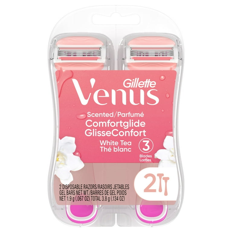 Venus White Tea Disposable Razor with 3 Blades, Flexible Gel Bars