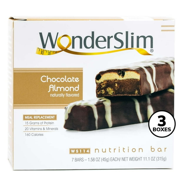 WonderSlim Meal Replacement Protein Bar, Low Carb Nutrition Bar