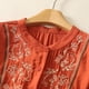 thumbnail image 4 of Vestidos Casuales Para Mujer, Blusas De Mujer De Moda Blusa de lino sintético con botones bordados para mujer, manga 3/4 y cuello alto, 4 of 5