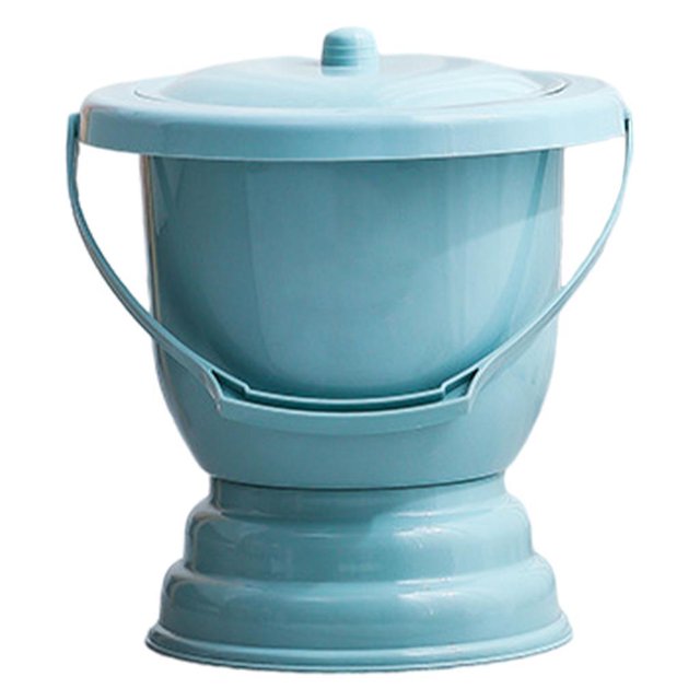 pitrice Handheld Spittoon with Lid Portable Urinal Bottle for Bedroom 28x27cm Blue