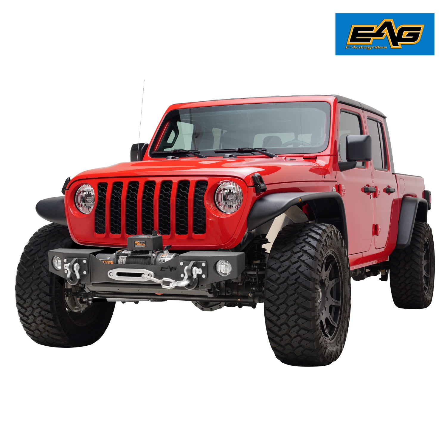 EAG Stubby Front Bumper with Fog Light Housing Fit for 2020 2022 Gladiator JT 