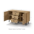 thumbnail image 2 of LuxenHome Oak Manufactured Wood 48.8-Inch Wide 2-Door 3-Drawer Buffet Cabinet, 2 of 11