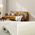 thumbnail image 6 of Peel and Stick Wallpaper 20.8"x394" Cream Thick Fabric Textured Linen Classic Faux Grassweave Neutral Removable Wallpaper Vinyl Film Roll for Home Use, 6 of 17