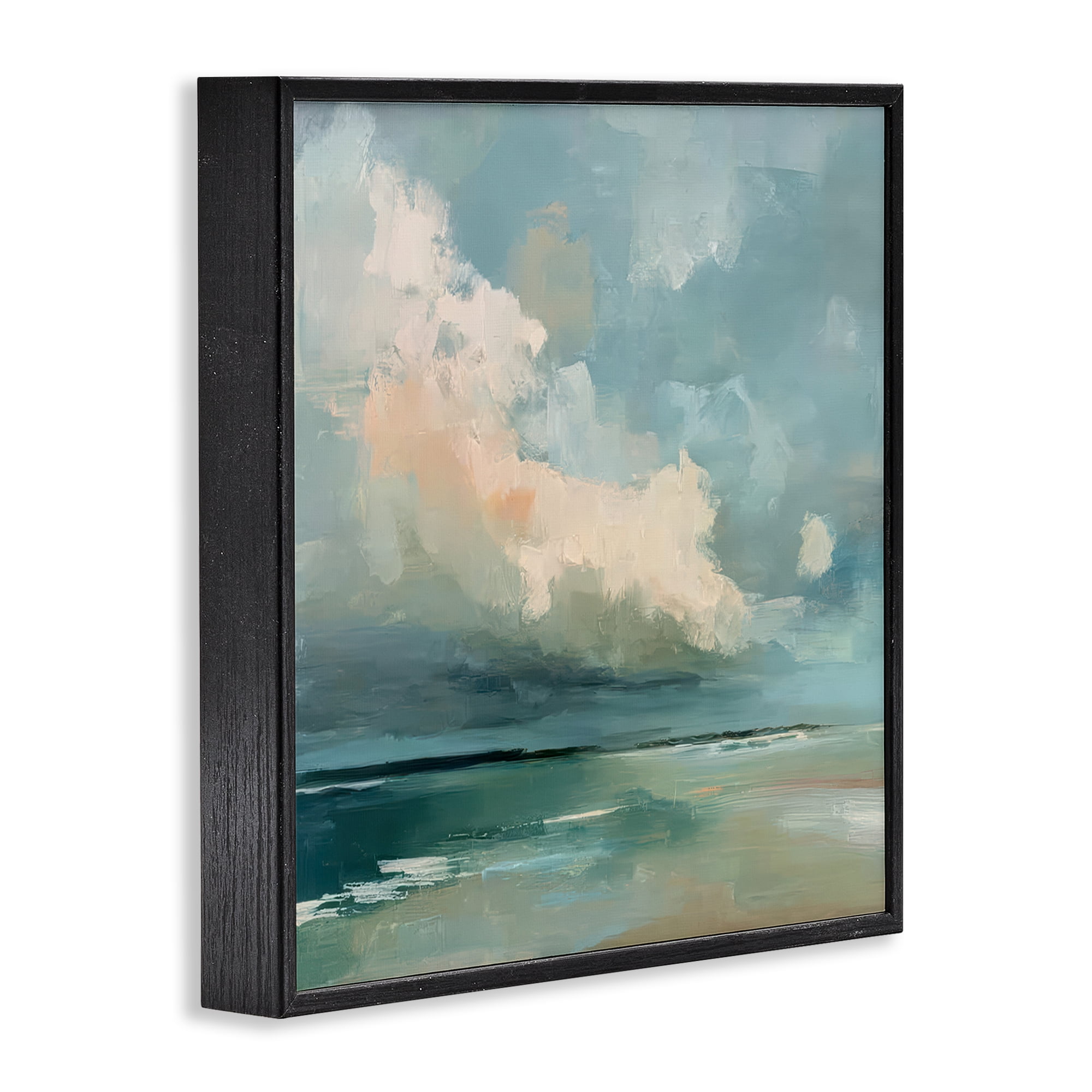 Stupell Industries Stormy Beach with Overhead Clouds Black Framed Giclee Art, design by Kim Curinga