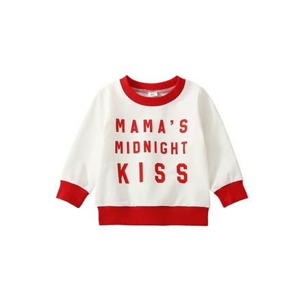 

wybzd Toddler Baby Girl Boy Valentine s Day Outfit Letter Print Crewneck Sweatshirt Oversized Sweater Spring Clothes White 2-3 Years