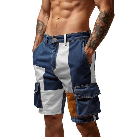 EOYWHK Beach Shorts Outdoor Multi Pocket Breathable Summer Shorts for Men Soft Lightweight Casual Daily Activewear Daily Wear Outdoor Navy, Size XL
