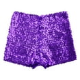 thumbnail image 4 of inlzdz Kids Girls Sequins Dance Booty Shorts Jazz Hip Hop Disco Dance Costume Athletic Gym Shorts Purple 110-120/11, 4 of 7